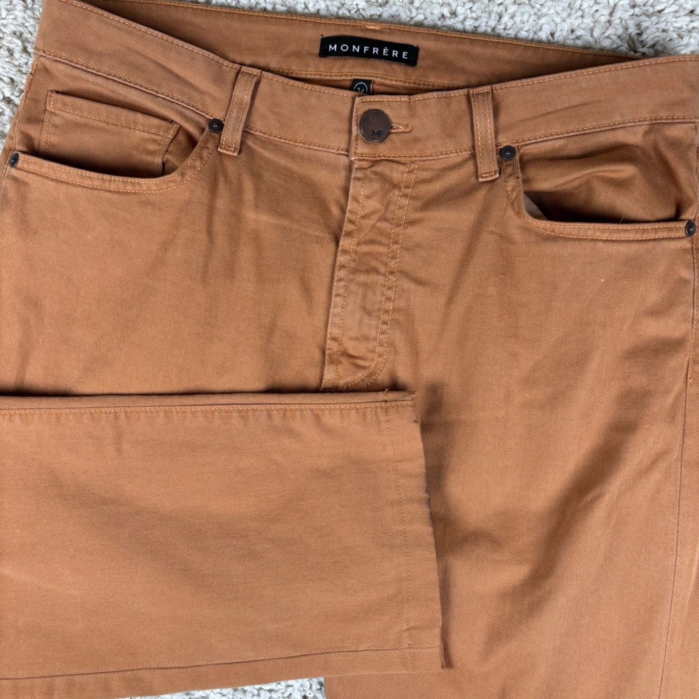 Monfrere Mens Brando Jeans 34 Sienna Brown Slim Fit Japanese Denim